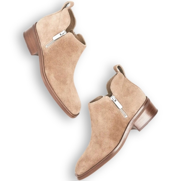 3.1 Phillip Lim Shoes - 3.1 Phillip Lim Suede Alexa 40mm Double Zip Booties in Taupe